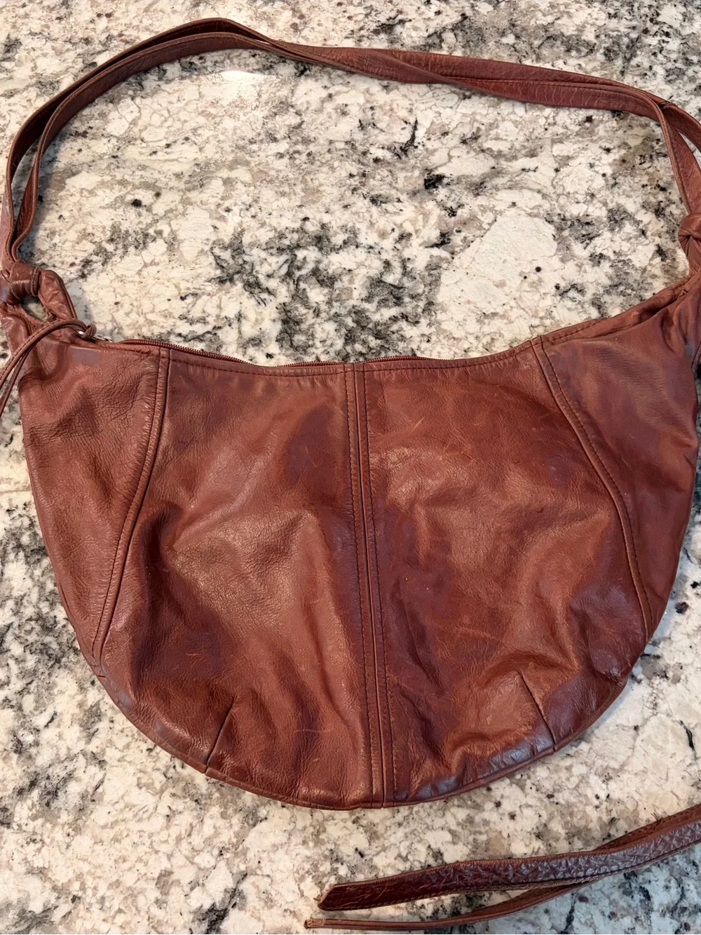 Classic Leather Hobo Bag in Maroon Brown